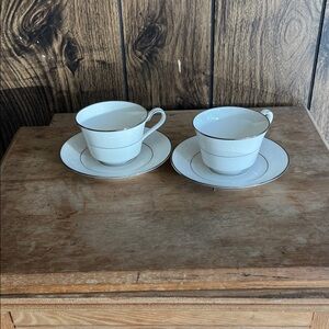 Noritake Ivory China Elegant White Teacup Set of 2